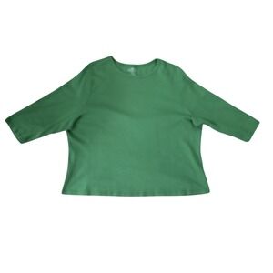 Herman Geist Woman 3X Green Pima Cotton 3/4 Sleeve Top